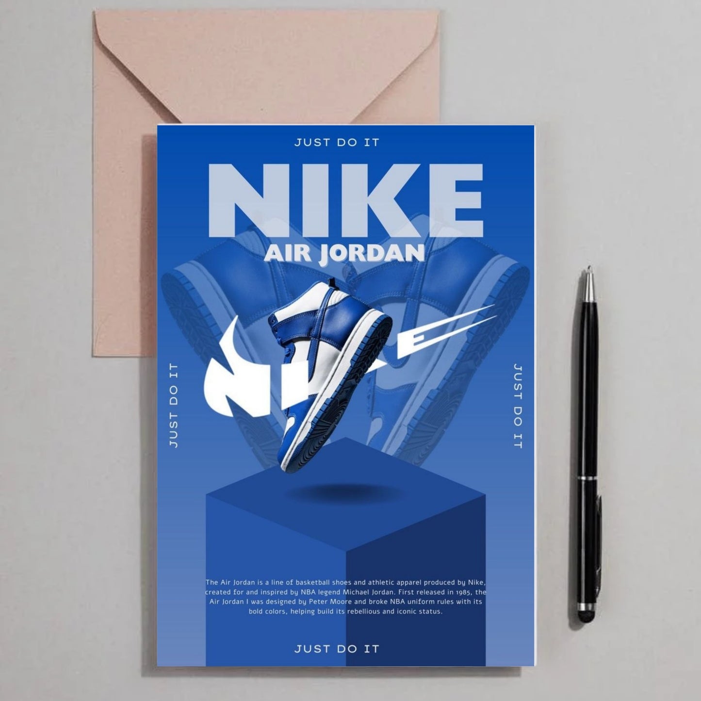 Nike Air Jordan white & blue sneakers poster for wall