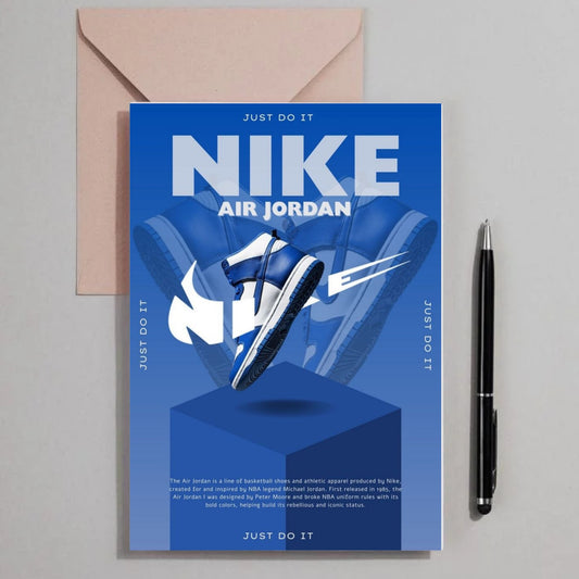 Nike Air Jordan white & blue sneakers poster for wall