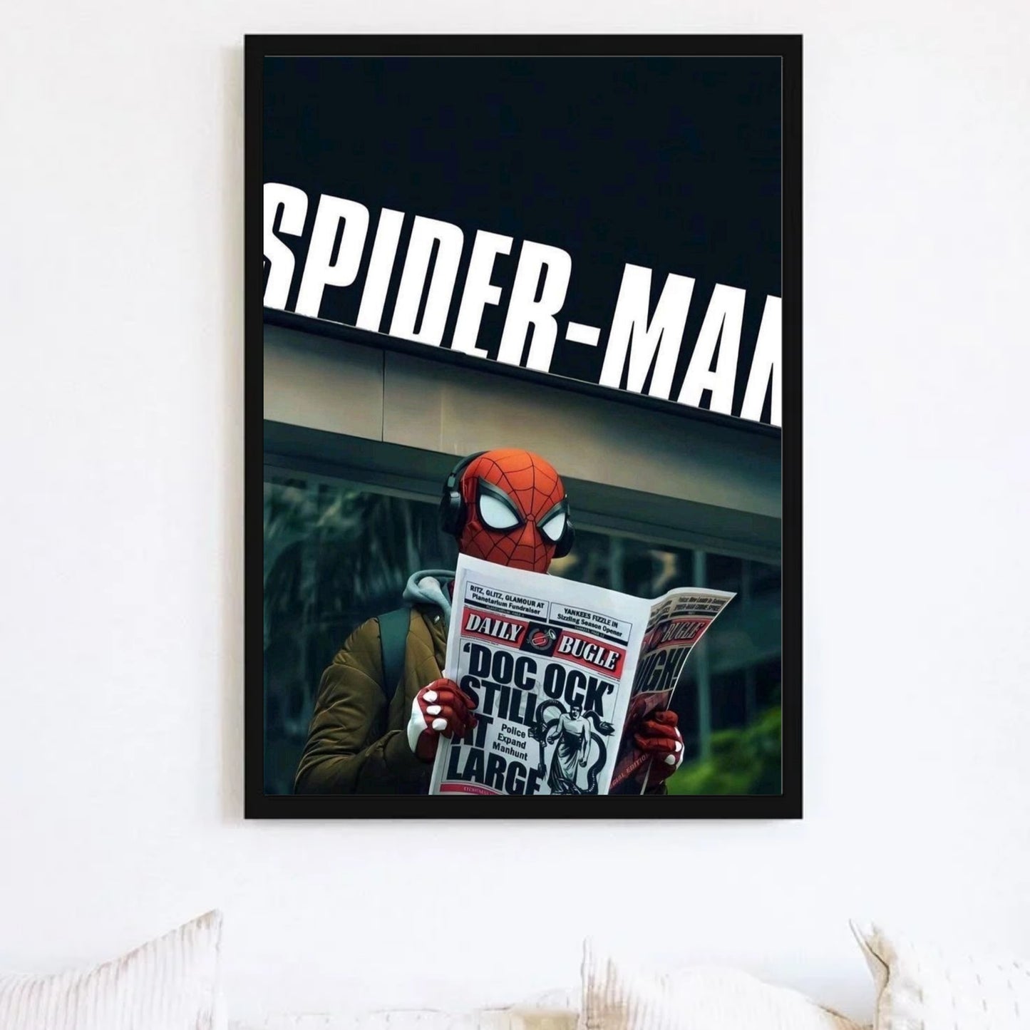 Spider-Man cool newspaper reading poster for wall