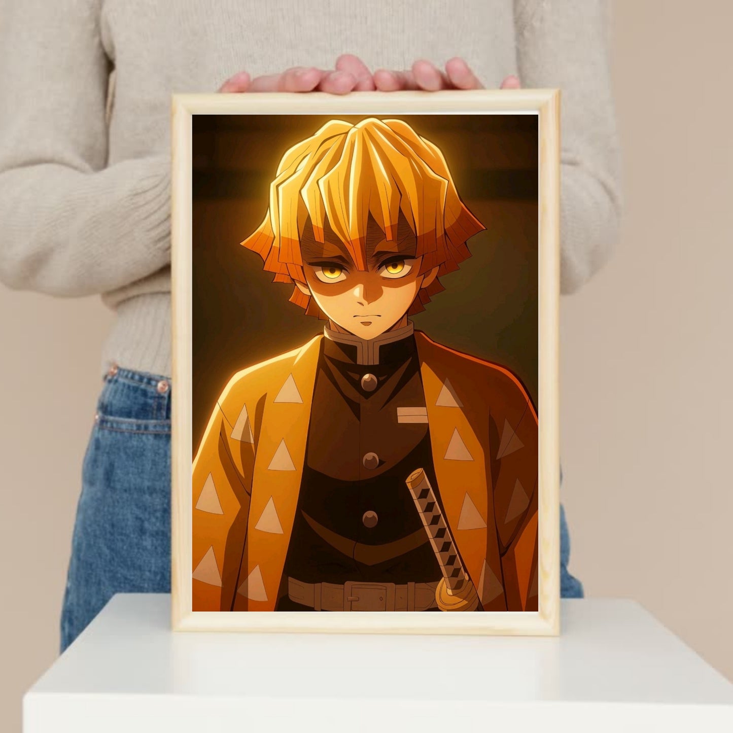 Zenitsu Agatsuma from Demon Slayer: Kimetsu no Yaiba anime poster for wall