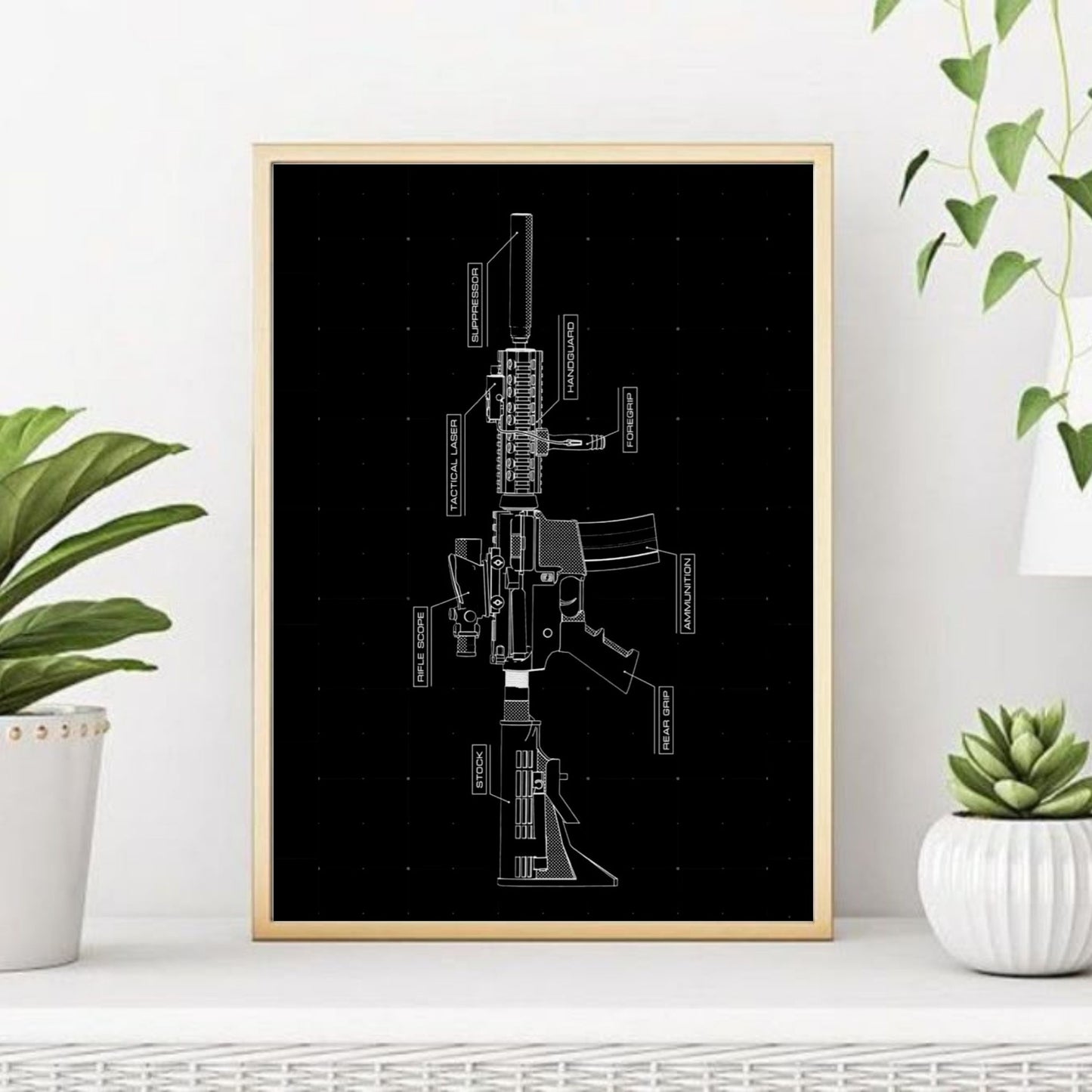 M416 BGMI gun sketch poster for wall