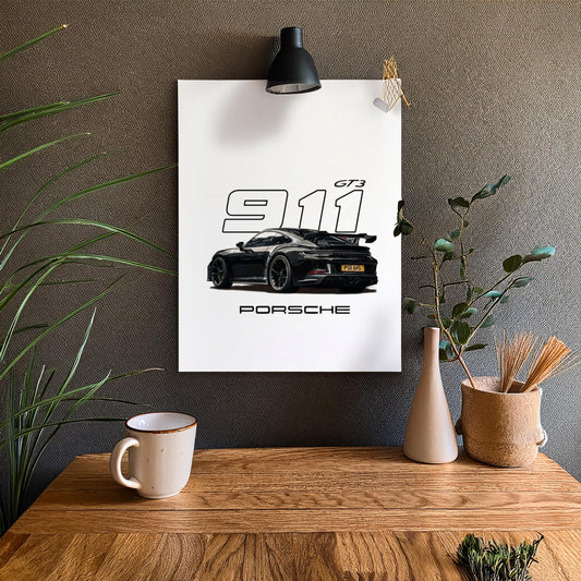 Porche 911 GT car poster for wall