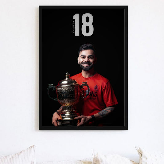 Virat Kohli 18 with RCBs IPL trophy poster for wall