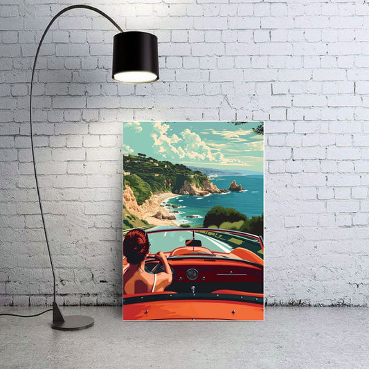 Girl driving car aesthetics poster for wall
