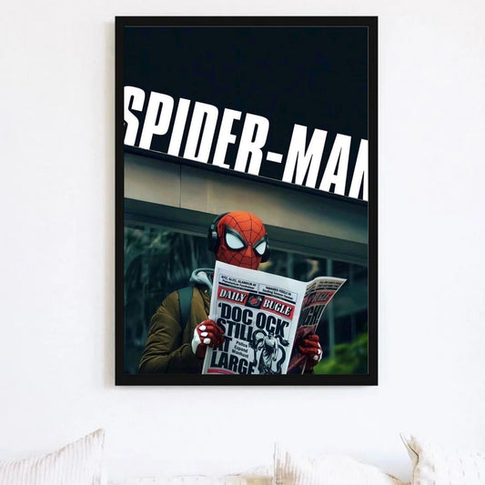 Spider-Man cool newspaper reading poster for wall