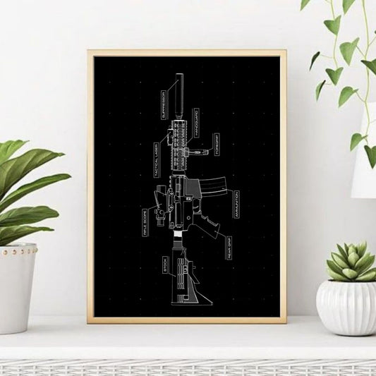 M416 BGMI gun sketch poster for wall