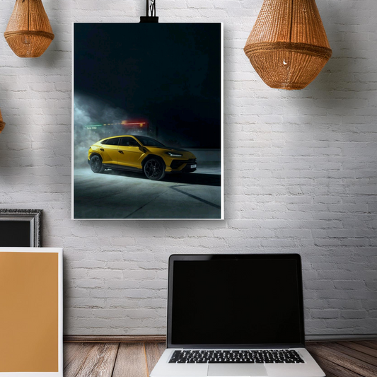 Lamborghini Urus yellow colour car wall poster
